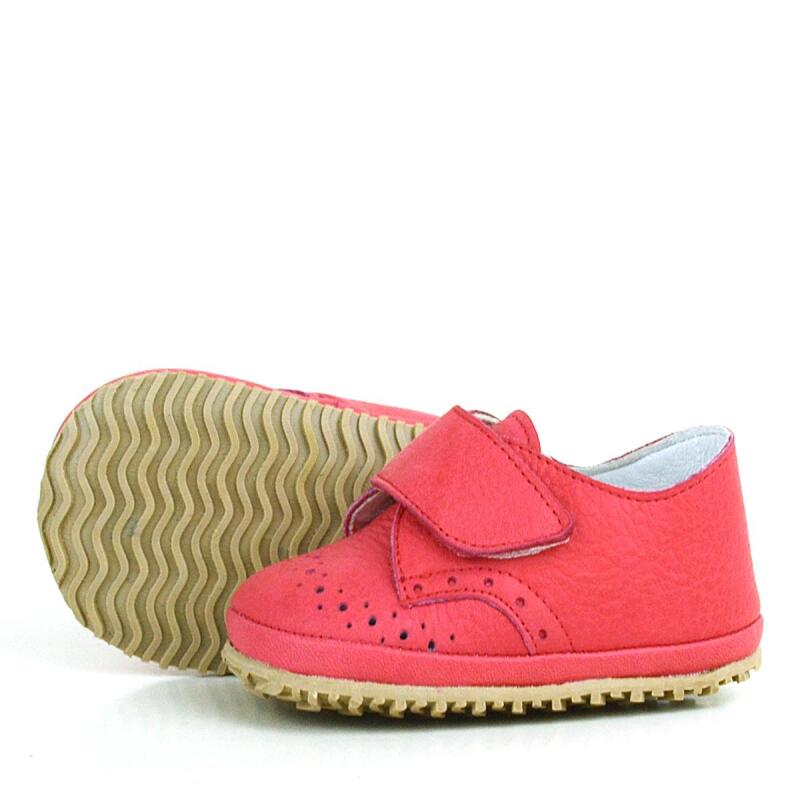 Genuine Leather Pomegranate Blossom Velcro Baby Bootie Shoes - 6