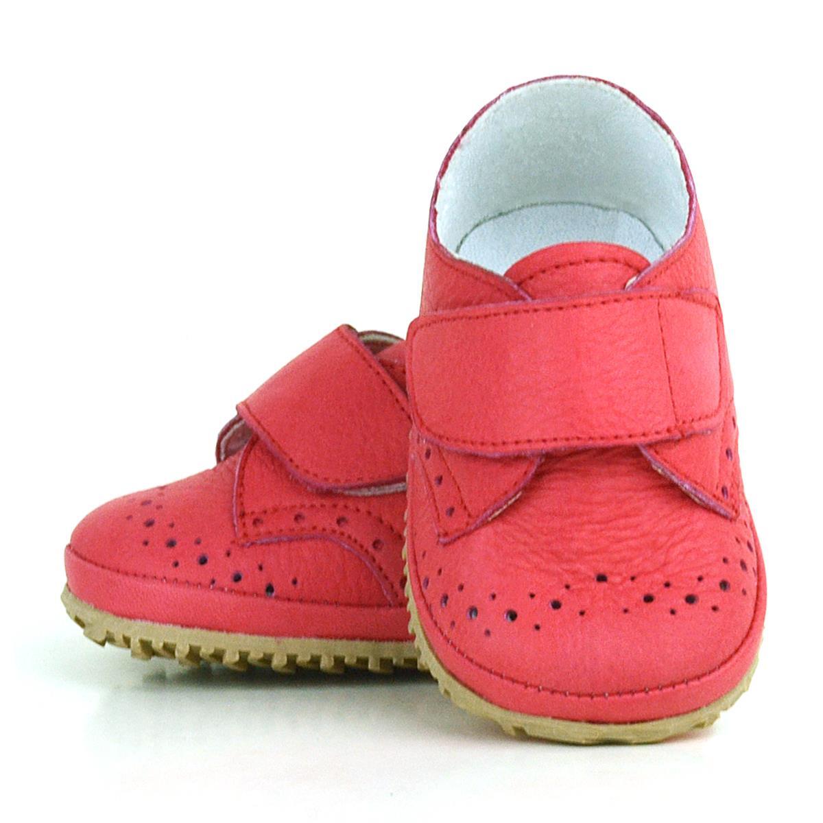 Genuine Leather Pomegranate Blossom Velcro Baby Bootie Shoes - 7