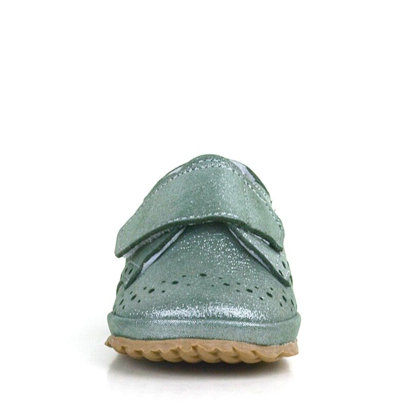Genuine Leather Green Glitter Velcro Baby Bootie Shoes - 4