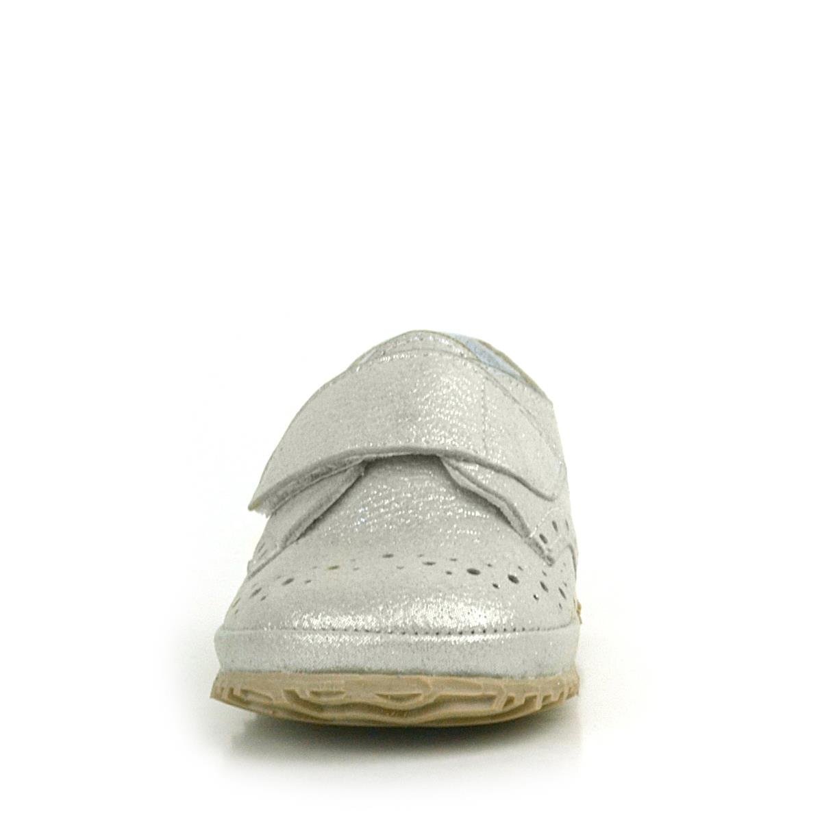 Genuine Leather Beige Glitter Velcro Baby Bootie Shoes - 3