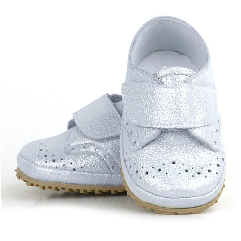 Hakiki Deri Gümüş Gri Cırtlı Bebek Patik Ayakkabı - 6