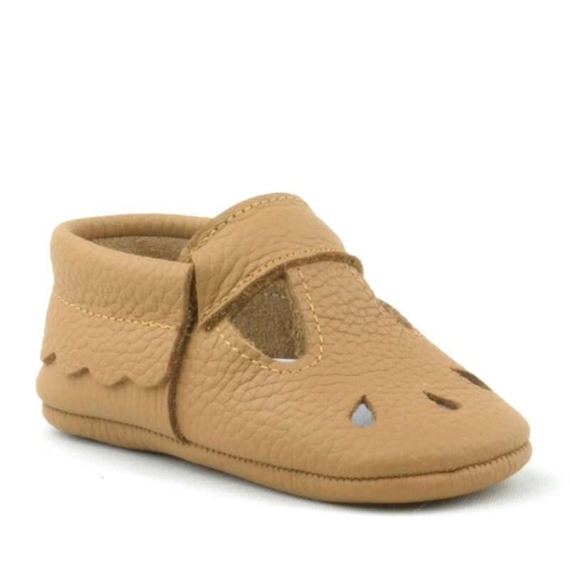 Bubbles Hakiki Deri Kahverengi Lastikli Bebek Patik - 2