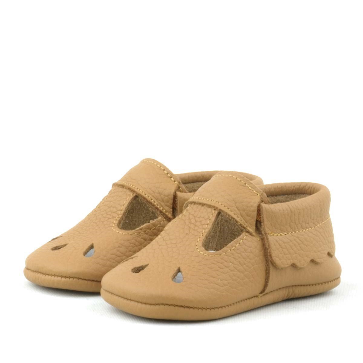 Bubbles Hakiki Deri Kahverengi Lastikli Bebek Patik - 4