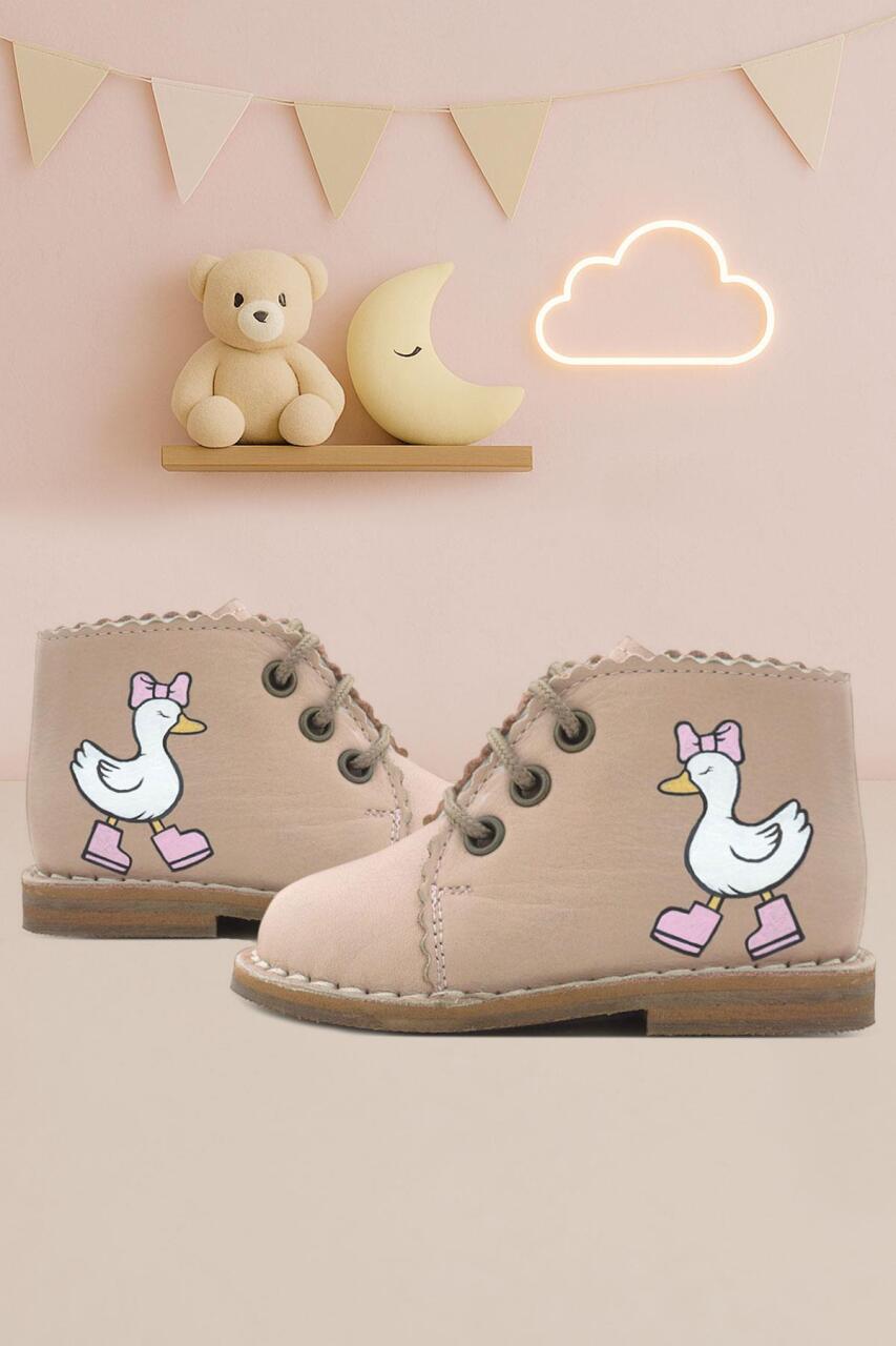 Rakerplus Tbons Special Design Handmade Genuine Leather Powder Pink Baby Girl Boots - 1