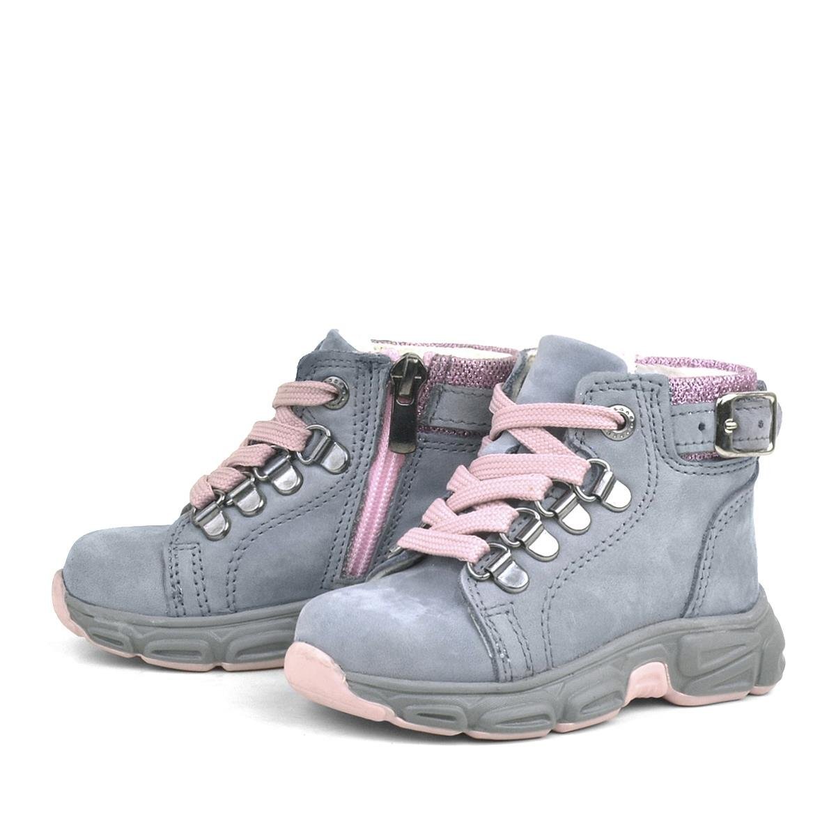Rakerplus Genuine Leather Powder Pink Blue Zippered Baby Girl Boot Shoes - 4