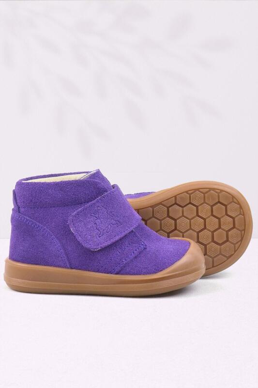 Rakerplus Yoohoo Genuine Leather Purple Velcro Baby Girl Boots - Rakerplus