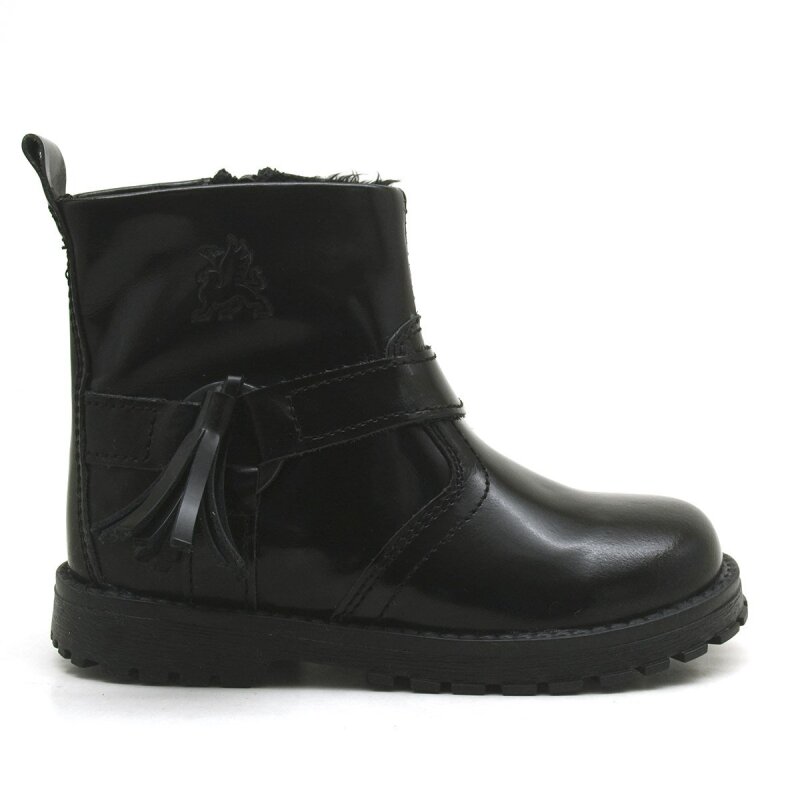 Rakerplus Chiron Genuine Leather Black Patent Leather Tassel Baby Girl Boots - 2