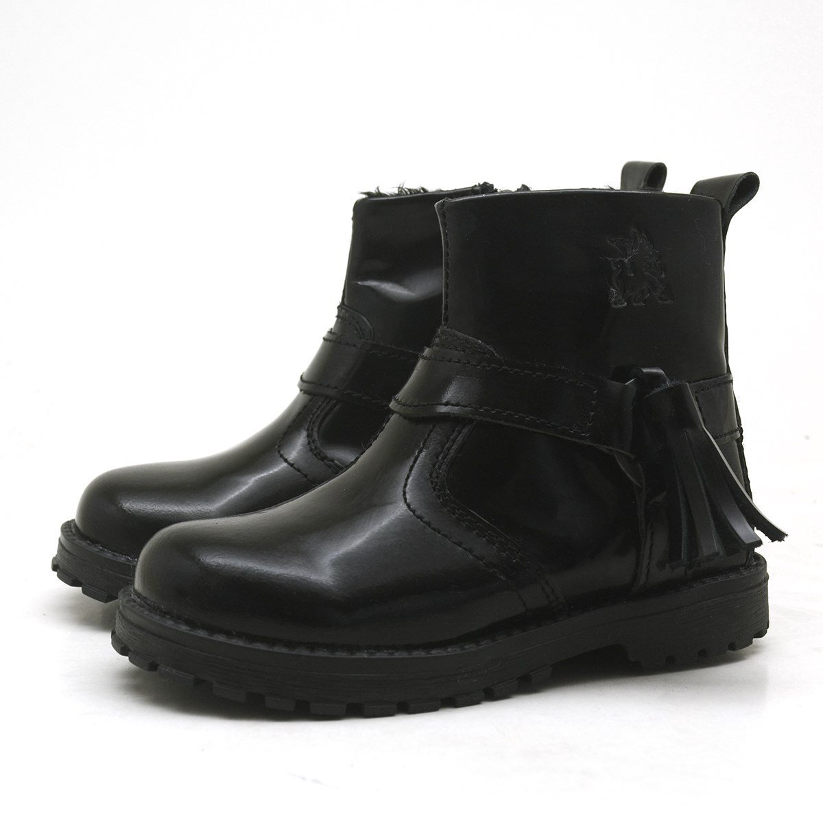 Rakerplus Chiron Genuine Leather Black Patent Leather Tassel Baby Girl Boots - 3