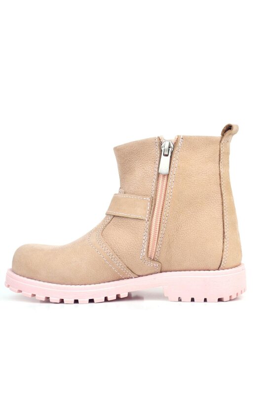 Rakerplus Chiron Genuine Leather Pink Zippered Baby Girl Boots - 4