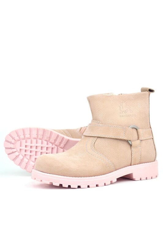 Rakerplus Chiron Genuine Leather Pink Zippered Baby Girl Boots - 6