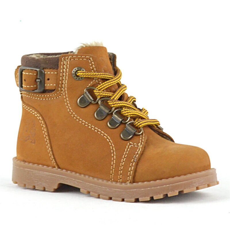 Rakerplus Griffon Genuine Leather Yellow Fur-Lined Kids' Boots - Rakerplus