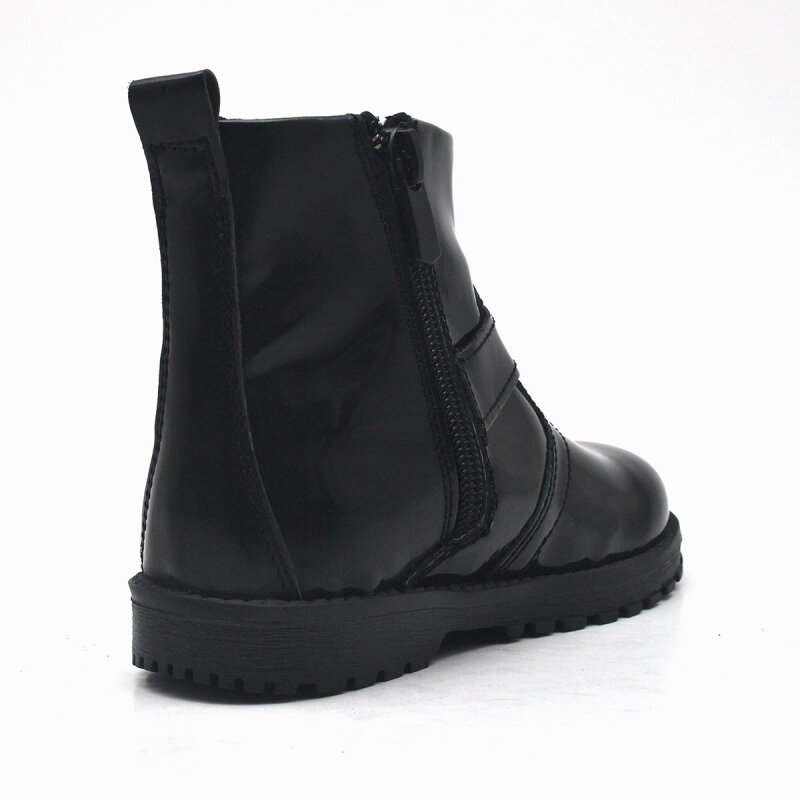Rakerplus Chiron Genuine Leather Black Patent Leather Zippered Baby Girl Boots - 3