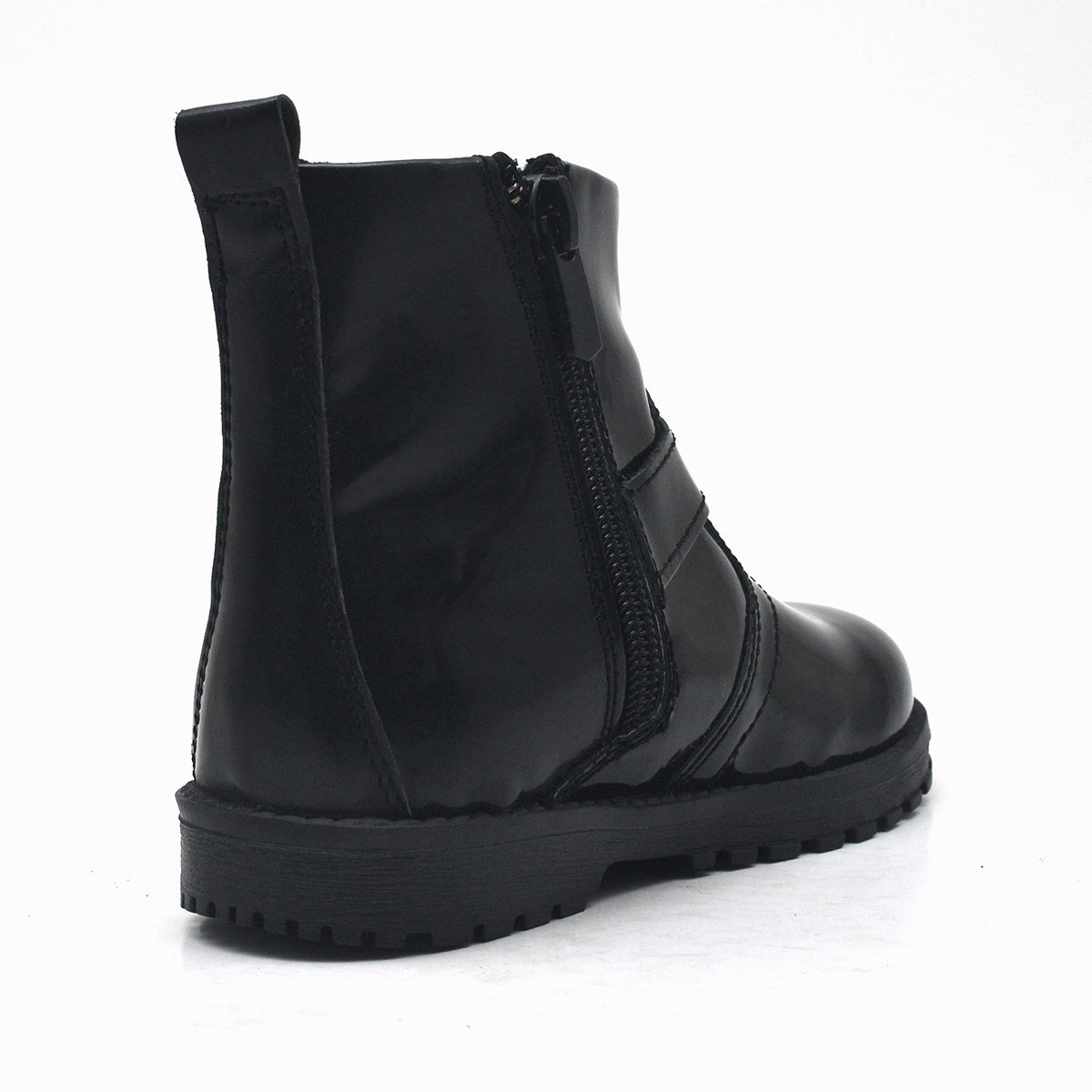 Rakerplus Chiron Genuine Leather Black Patent Leather Zippered Baby Girl Boots - 3