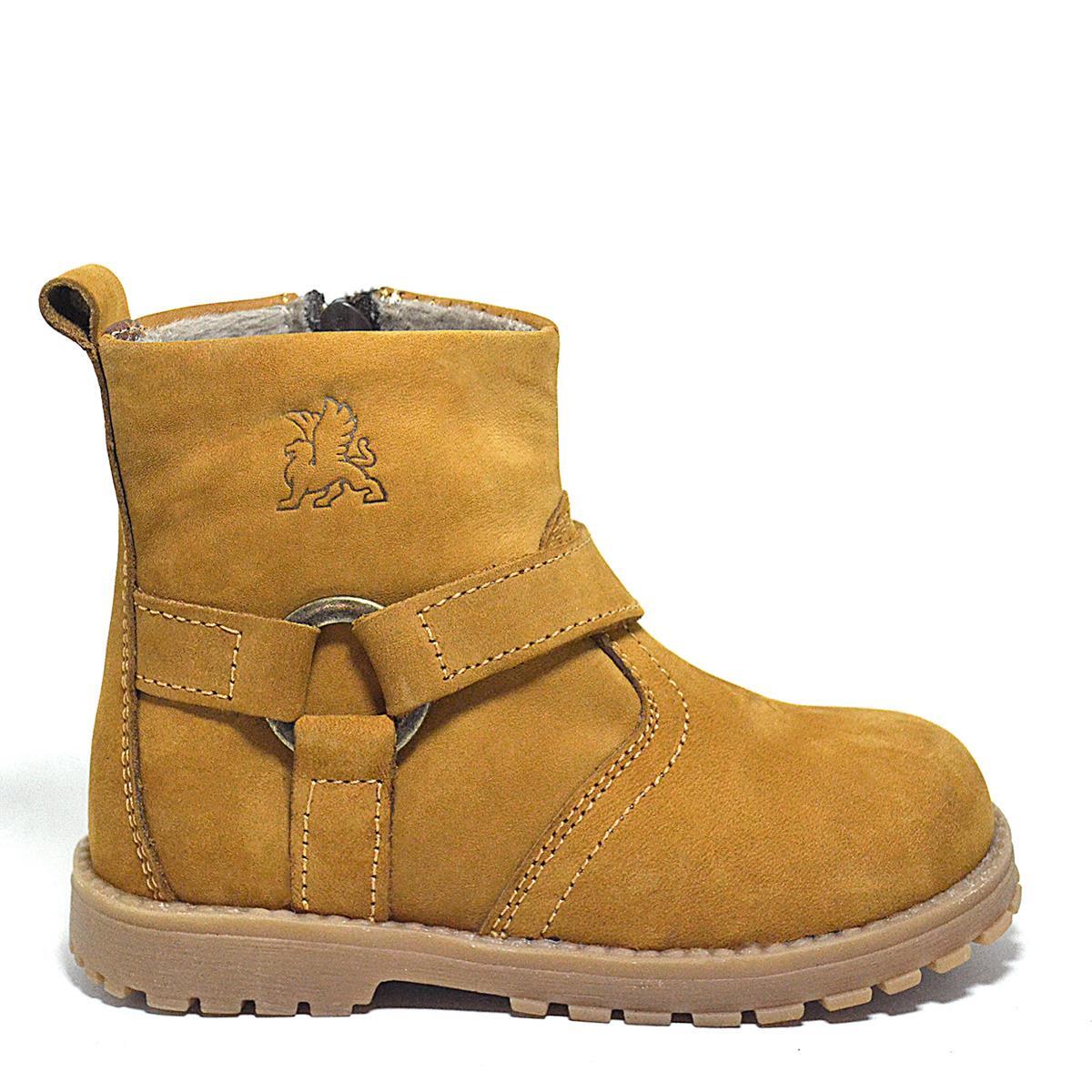 Rakerplus Chiron Genuine Leather Yellow Zippered Unisex Baby Boots - 2