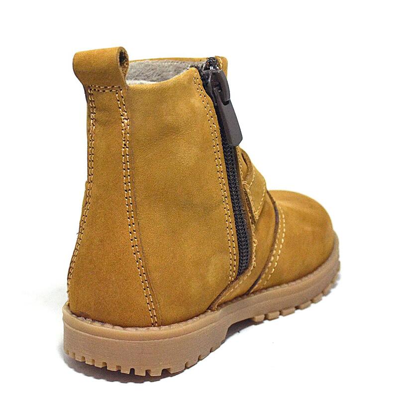 Rakerplus Chiron Genuine Leather Yellow Zippered Unisex Baby Boots - 3