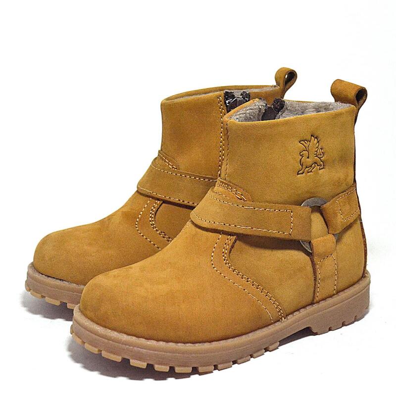 Rakerplus Chiron Genuine Leather Yellow Zippered Unisex Baby Boots - 4