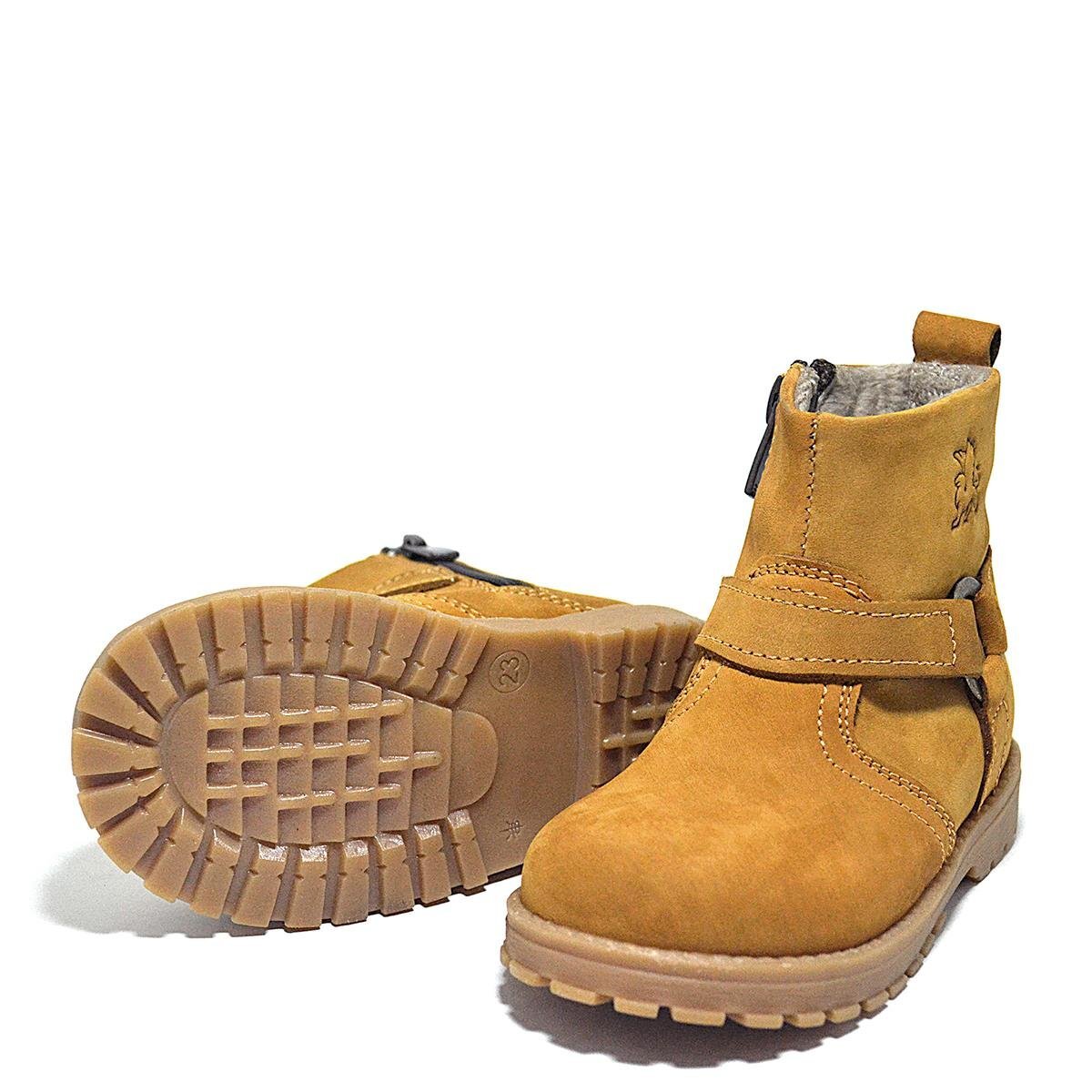 Rakerplus Chiron Genuine Leather Yellow Zippered Unisex Baby Boots - 5