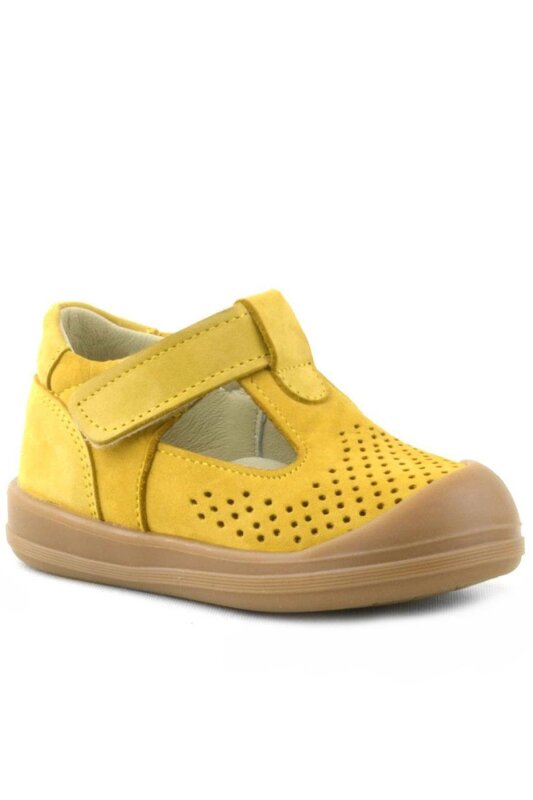 Rakerplus Shaun Genuine Leather Yellow Velcro Anatomical Baby Sandals - Rakerplus