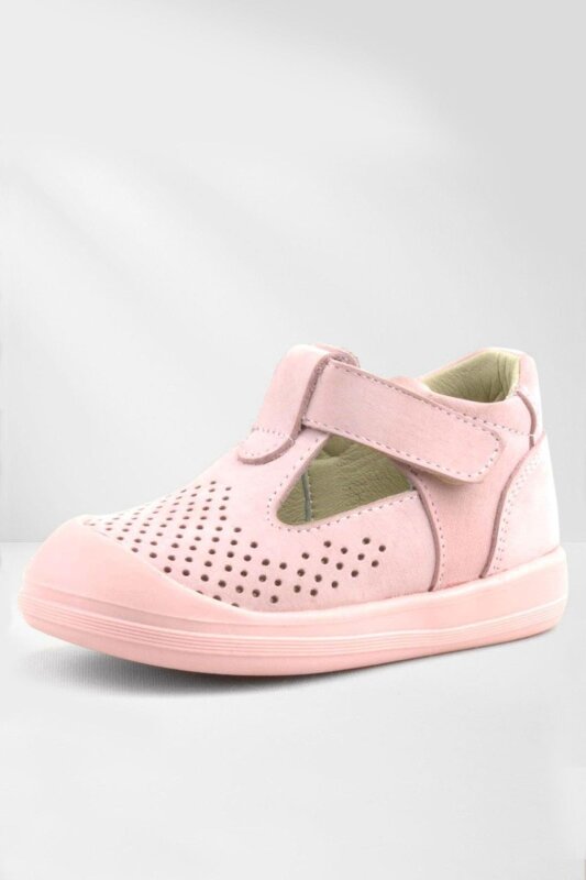 Rakerplus Shaun Genuine Leather Pink Velcro Anatomical Baby Sandals - Rakerplus