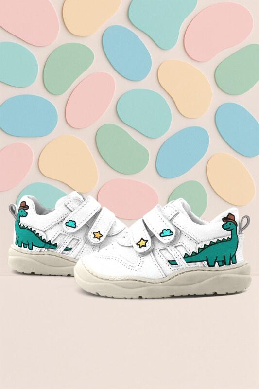 Rakerplus Tbons Special Design Schaggy Genuine Leather White Baby Sneakers - Rakerplus