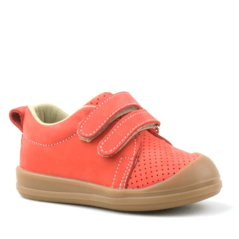 Rakerplus Sonic Genuine Leather Orange Velcro Anatomical Baby Sports Shoe Sneaker - Rakerplus