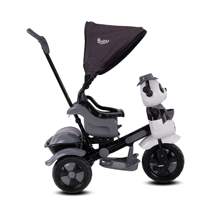 Babyhope 127A Little Panda 3 Tekerli Kontrollü Bisiklet (Pedli) Gri - 2