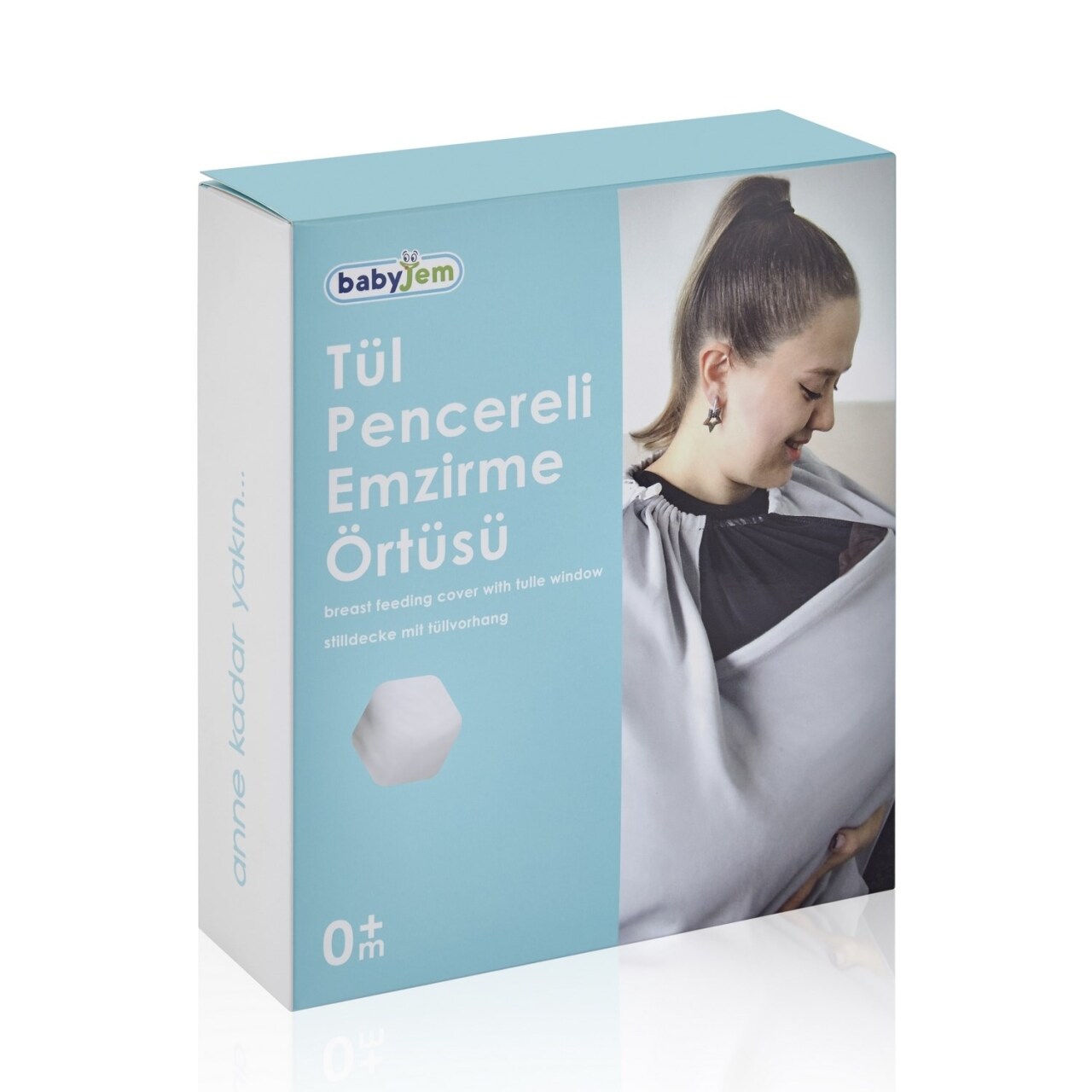 مريلة رضاعة من قماش التول بتصميم نافذة من BabyJem، لون رمادي، 735 - 5