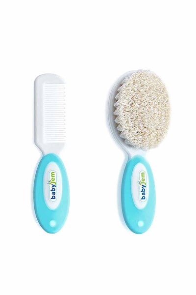 مجموعة فرشاة ومشط بشعيرات طبيعية من بيبي جيم 519 أزرق - BabyJem
