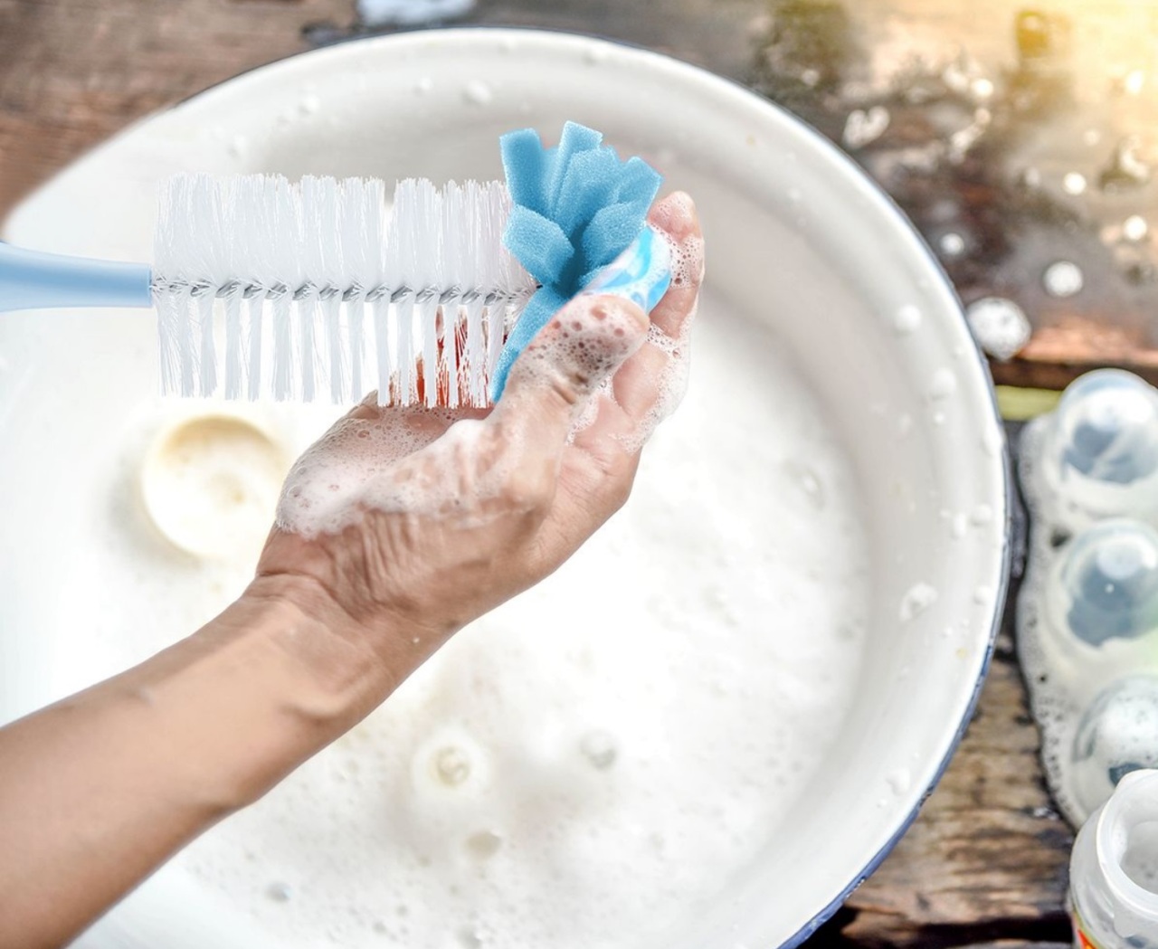 فرشاة زجاجة إسفنجية من بيبي جيم 776 أزرق - 4