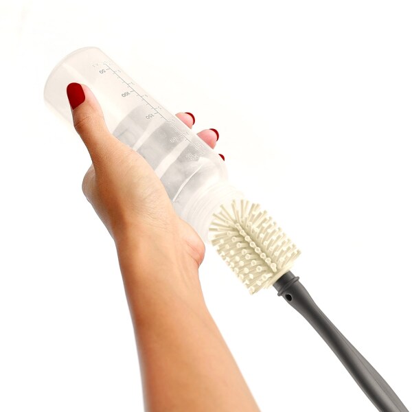 فرشاة تنظيف اللهاية والزجاجة من بيبي جيم 723 بيج فاتح - 2