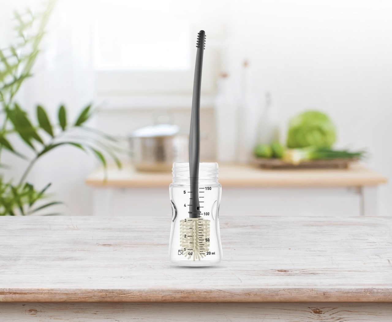 فرشاة تنظيف اللهاية والزجاجة من بيبي جيم 723 بيج فاتح - 5