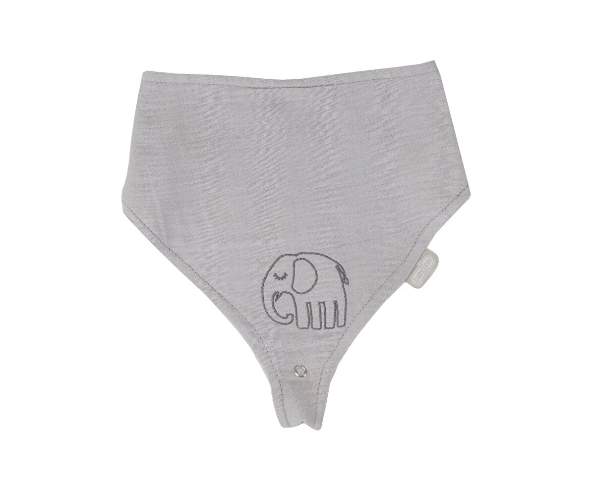 مريلة بيبي جيم موسلين مع حزام اللهاية 837 رمادي - 2