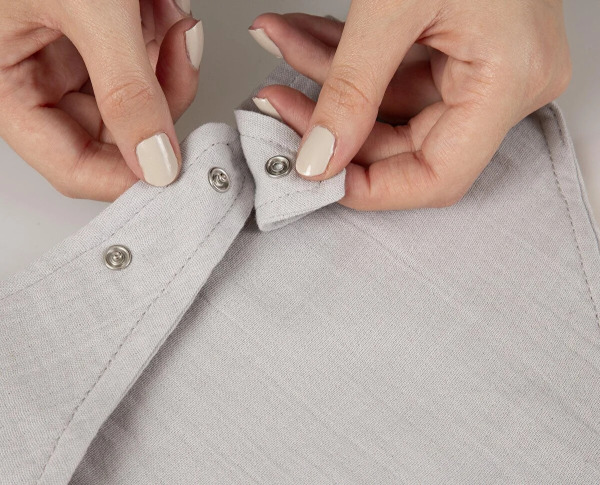 مريلة بيبي جيم موسلين مع حزام اللهاية 837 رمادي - 4