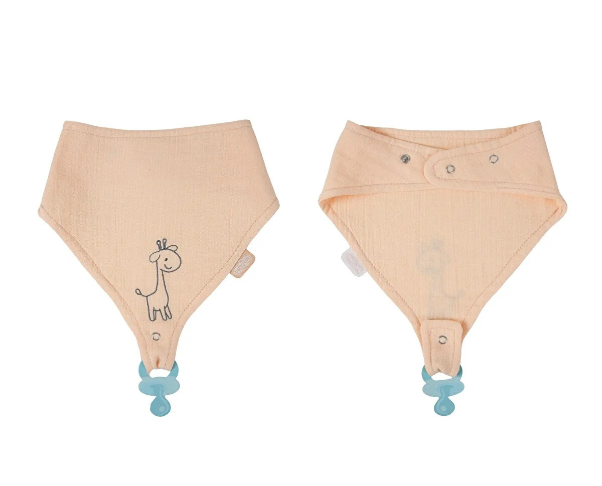 مريلة بيبي جيم موسلين مع حزام اللهاية 837 سلمون - 1