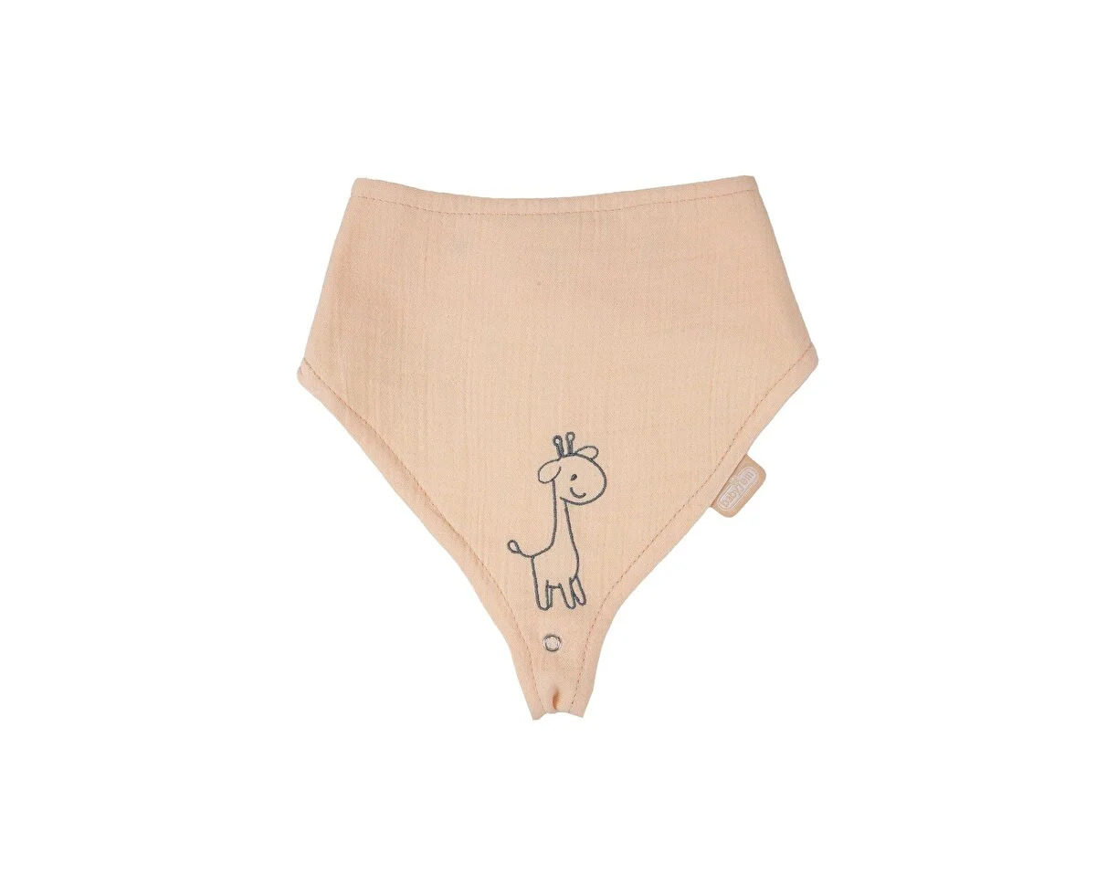 مريلة بيبي جيم موسلين مع حزام اللهاية 837 سلمون - 2