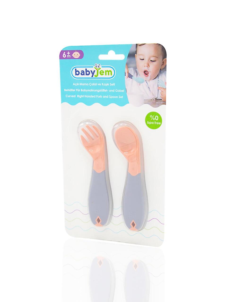 BabyJem Açılı Mama Kaşık Çatal Takımı 703 Gül Kurusu - 4