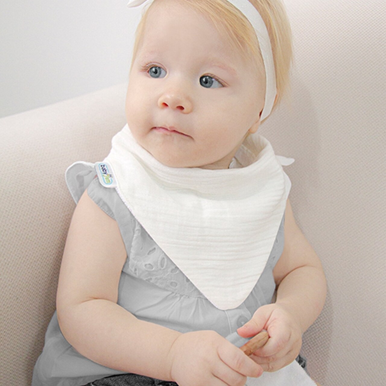 BabyJem Ahşap Diş Kaşıyıcılı Bürümcük Müslin Önlük 736 Ekru - 7