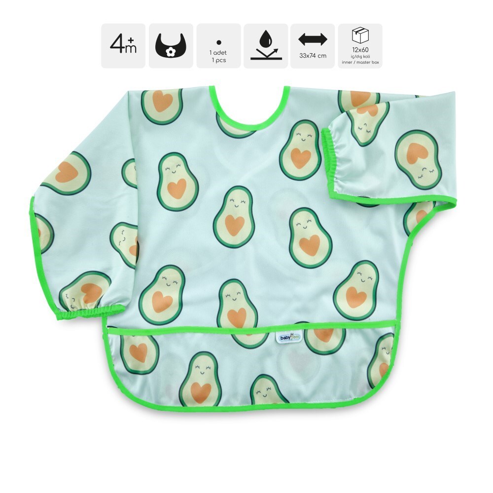 BabyJem Baskılı BLW Kollu Önlük 784 Avokado - 2