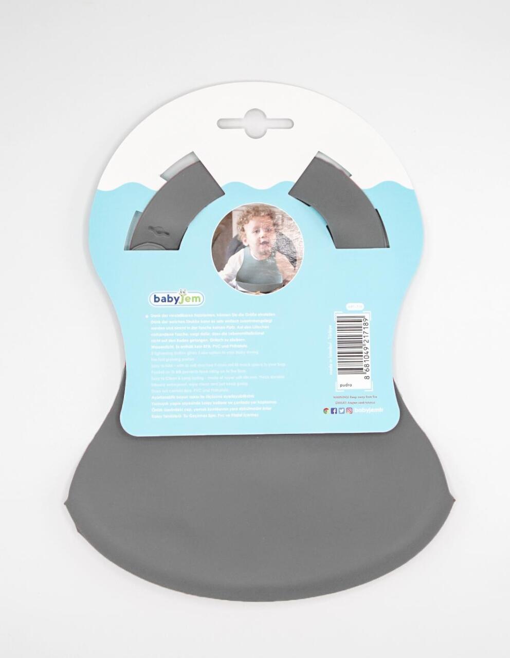 BabyJem Mini Silikon Önlük 718 Gri - 9