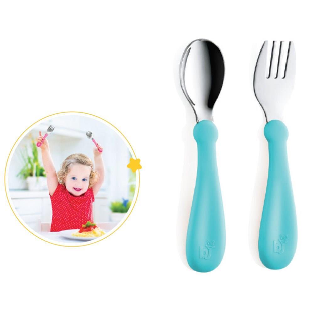 BabyJem Paslanmaz Çelik Çatal Kaşık Seti 522 Turkuaz - 1