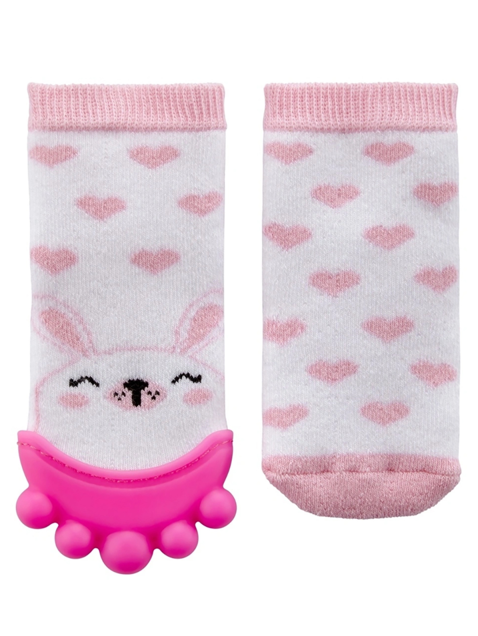 BabyJem Silikon Diş Kaşıyıcılı Havlu Bebek Çorap Pembe - 1