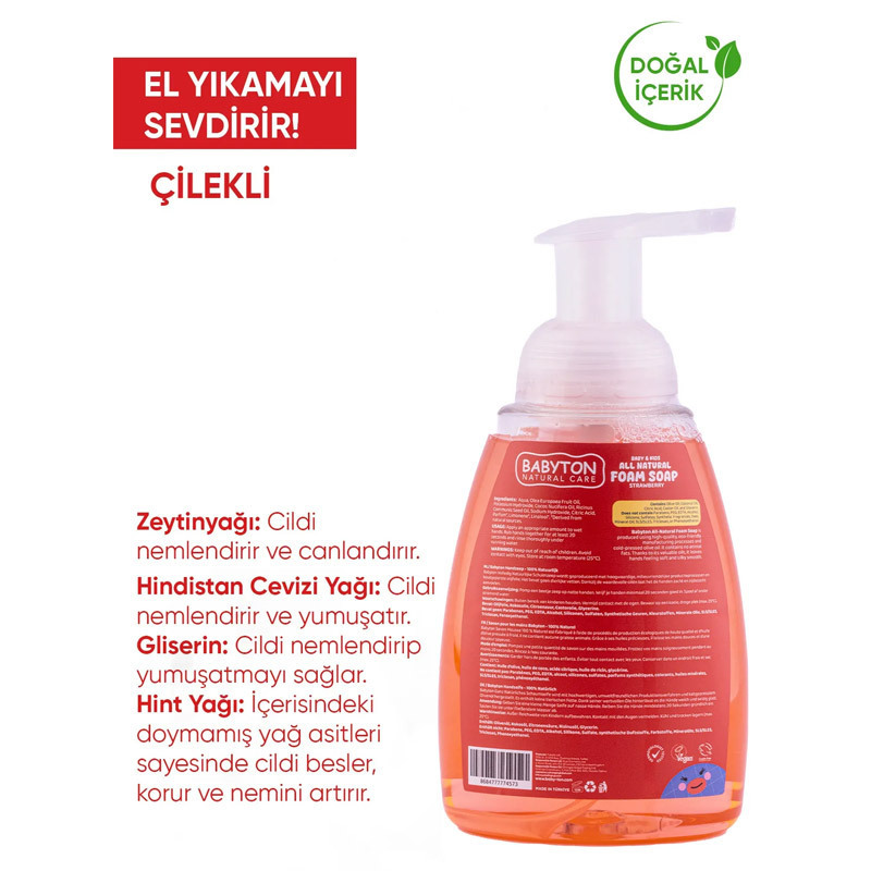 Babyton Çocuklar İçin Doğal Köpük Sabun Çilek - 3