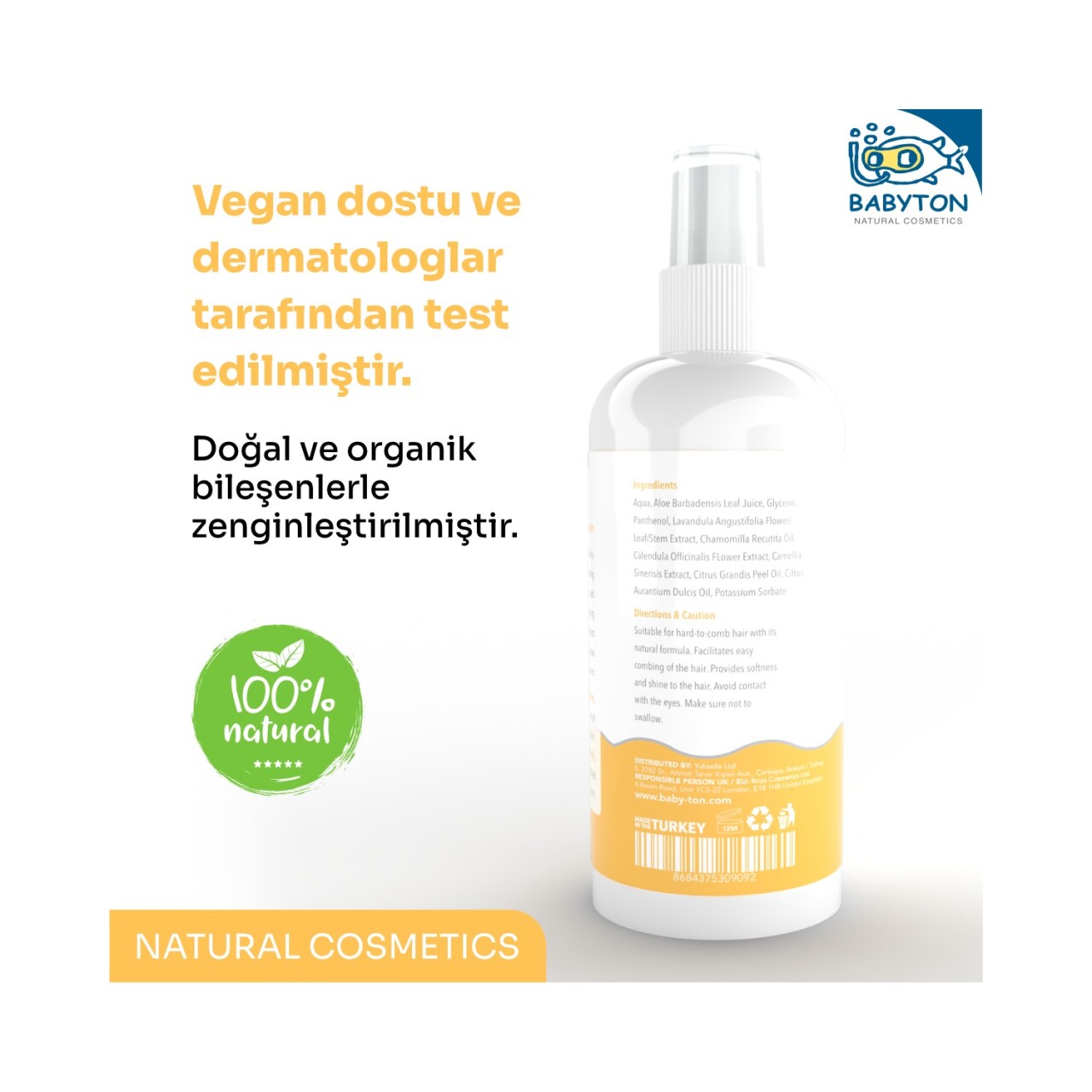 Babyton Bebek ve Çocuklar İçin Kolay Tarama Saç Spreyi 200 ml - 3