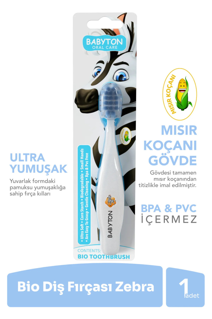 Babyton Bio Ultra Yumuşak Çocuk Diş Fırçası Zebra - 2