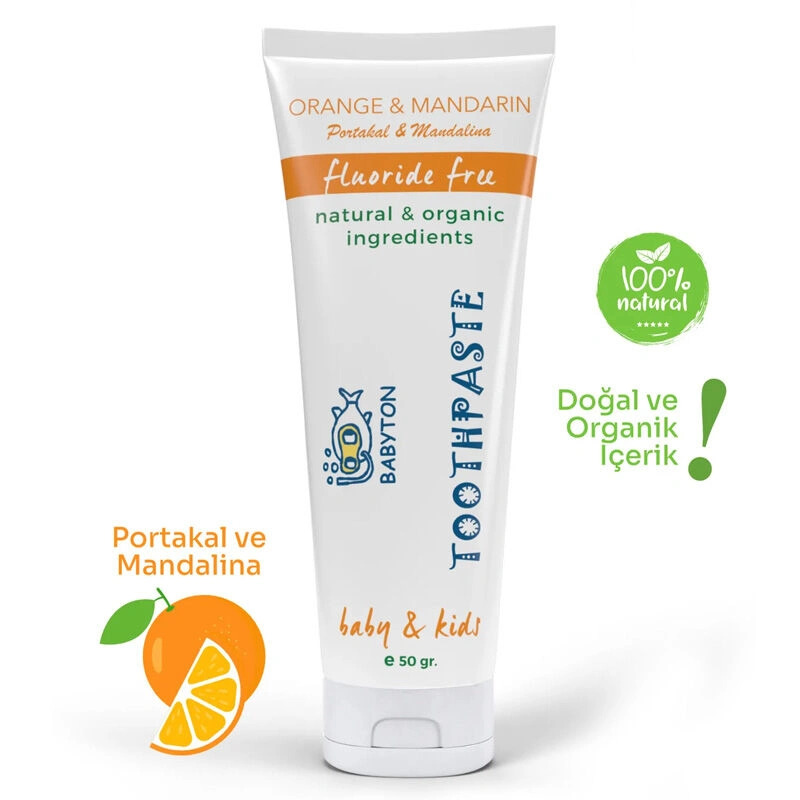 Babyton Organik Doğal Portakal & Mandalina Aromalı Diş Macunu 50 Gr - 1