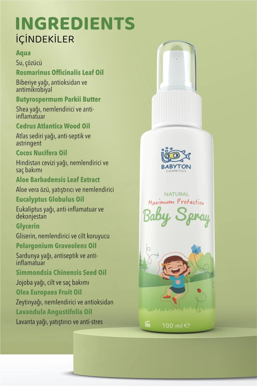 Babyton Organik ve Doğal İçerikli Vücut Koruyucu Sprey - 2