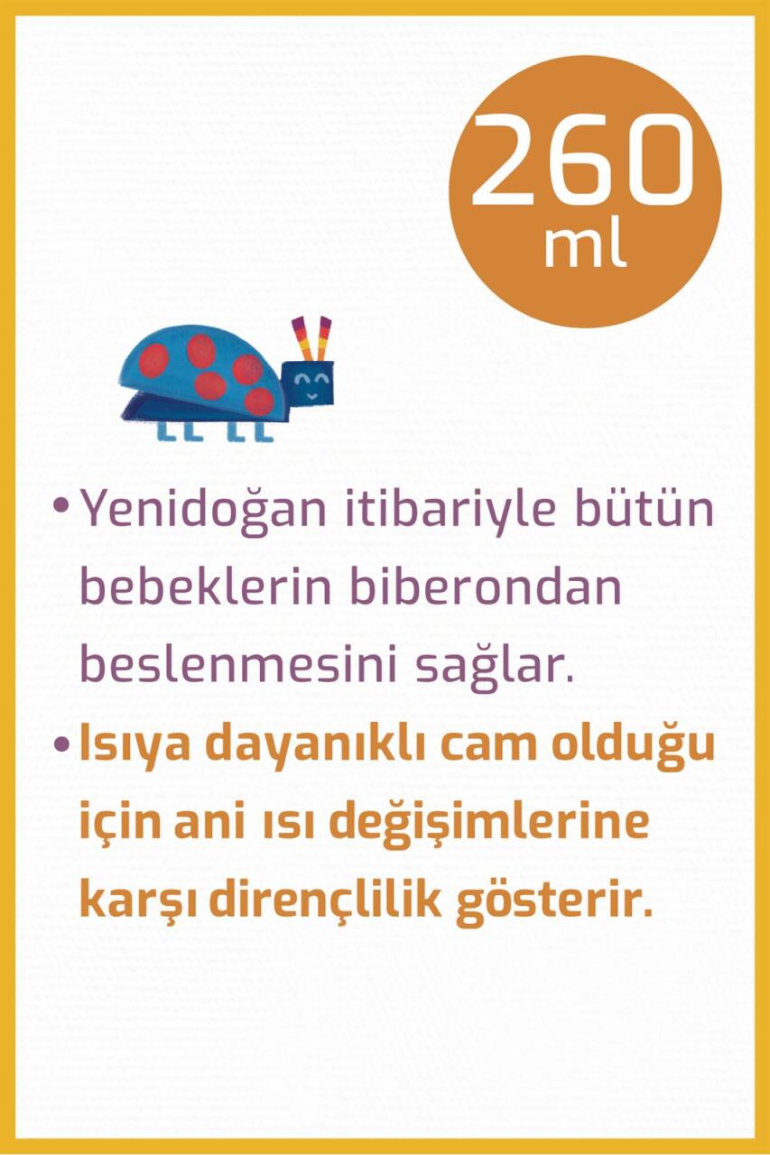 زجاجة رضاعة زجاجية مقاومة للحرارة بفوهة واسعة من بيبيدور، سعة 260 مل، 51301 - 5
