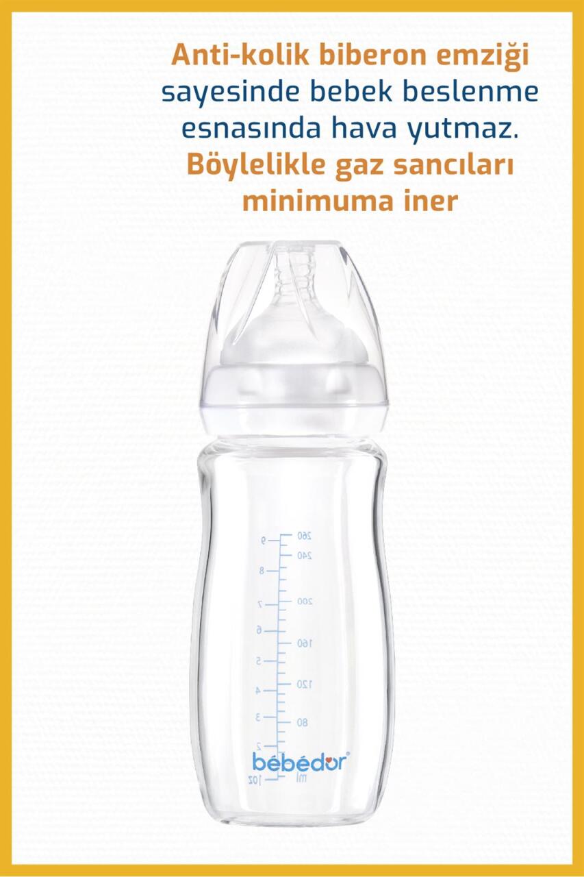 Bebedor Geniş Ağızlı Isıya Dayanıklı Cam Biberon 260ml 51301 - 3