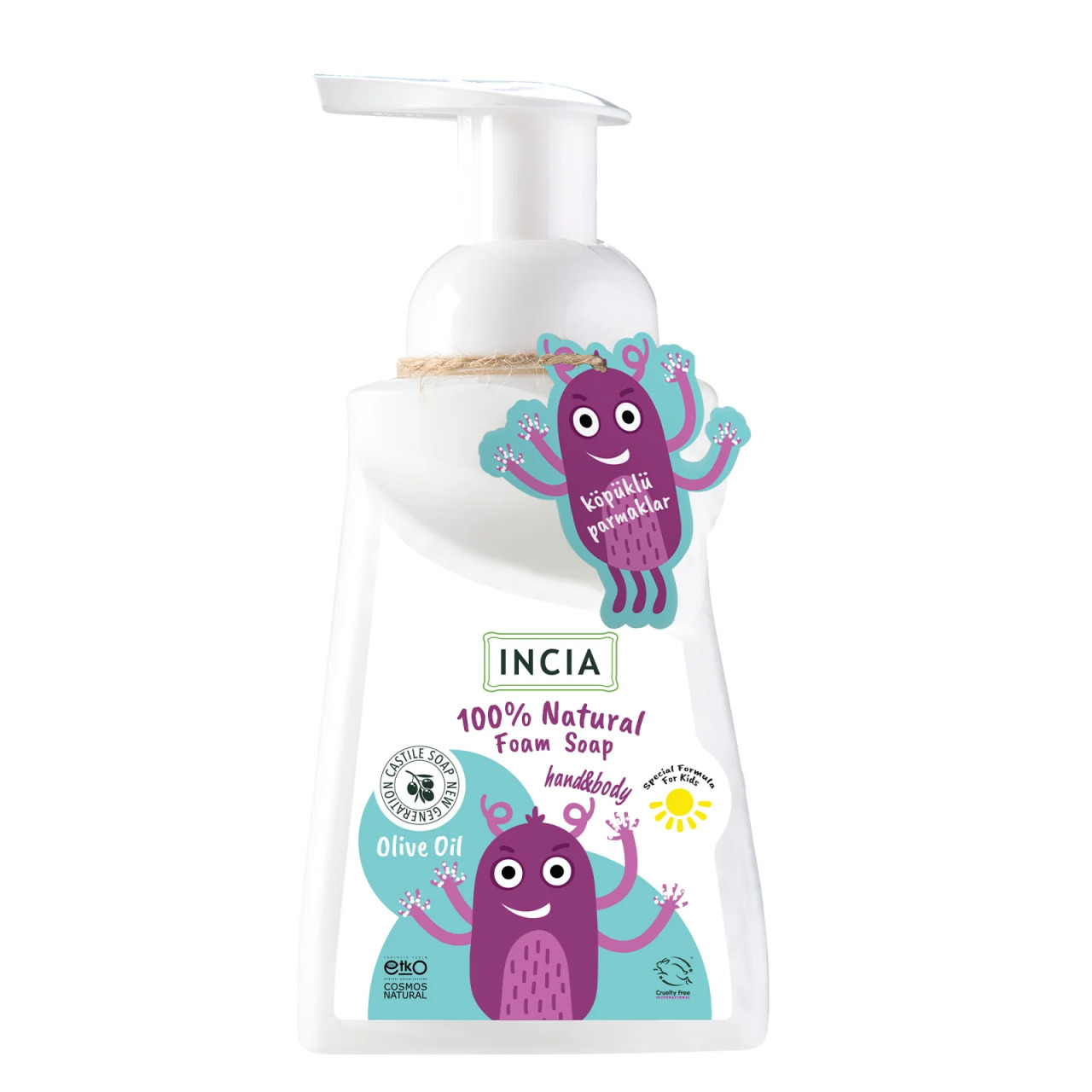 İncia Doğal Çocuklar İçin Zeytinyağlı Köpük Sabun 200 ml - 1
