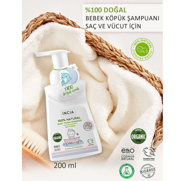 İncia Bebek Köpük Konak Önleyici Yenidoğan Şampuan 200 ml - 5